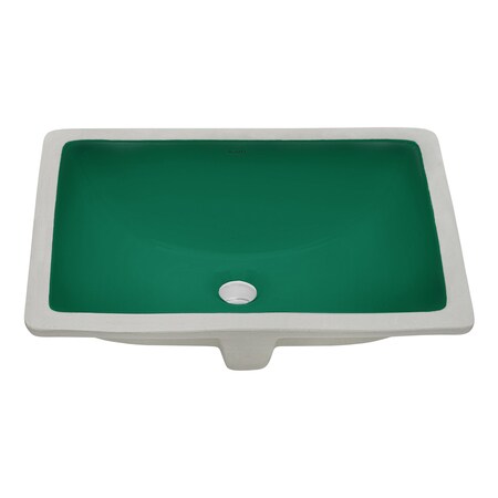 Ruvati 18 x 13 inch Undermount Bathroom Sink Emerald Green Rectangular Porcelain Ceramic with Overflow RVB0720EG